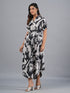 Amchoor Black Botanical Print Kurti Dress