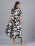Amchoor Black Botanical Print Kurti Dress