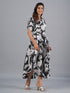 Amchoor Black Botanical Print Kurti Dress