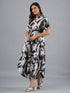 Amchoor Black Botanical Print Kurti Dress