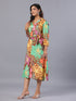 Amchoor Brown Floral Print K-Dress