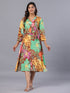 Amchoor Brown Floral Print K-Dress