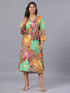 Amchoor Brown Floral Print K-Dress