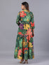 Amchoor Green Floral Print K-Dress