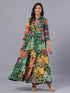 Amchoor Green Floral Print K-Dress