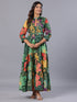 Amchoor Green Floral Print K-Dress