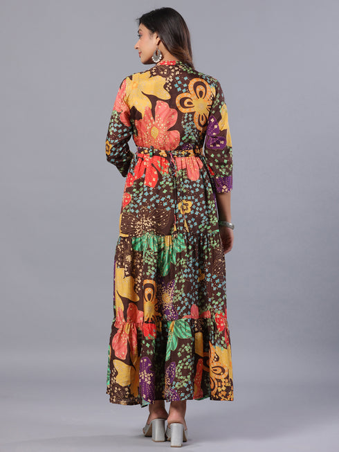 Amchoor-Brown-Print-K-Dress