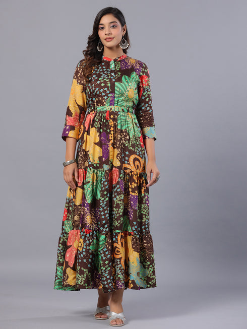 Amchoor-Brown-Print-K-Dress