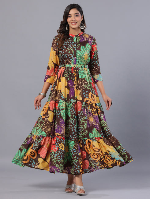 Amchoor-Brown-Print-K-Dress