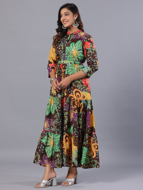 Amchoor-Brown-Print-K-Dress