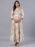 Amchoor Cream Floral Print K-Dress