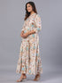 Amchoor Cream Floral Print K-Dress