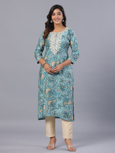Amchoor Grey Floral Print Kurti