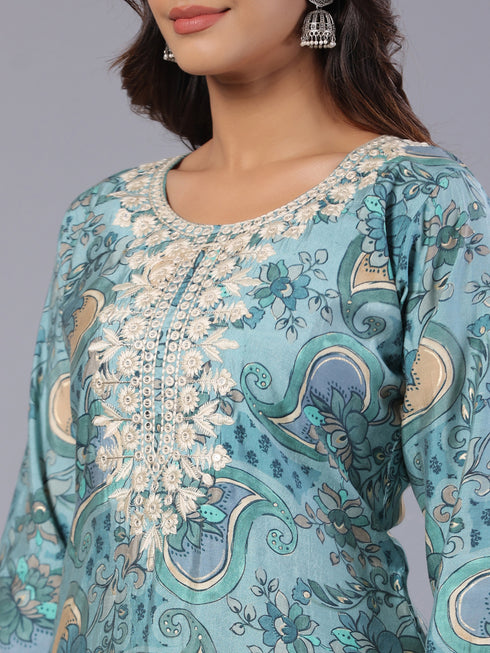 Amchoor Grey Floral Print Kurti
