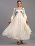 Cream Cotton Mirror Work Embroidered Kurti Set