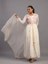 Cream Cotton Embroidered Ethnic Jacket Kurti Set