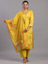 Mustard Cotton Floral Kurti Set
