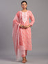 Peach Floral Printed Kurti Set