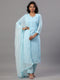 Blue Goergette Embroidered Kurti Set
