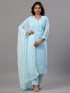 Blue Goergette Embroidered Kurti Set