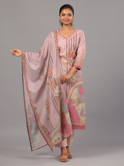 Mauve Digital Print Kurti Set
