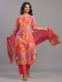 Pink Block Print Kurti Set