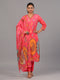 Pink Digital Print Kurti Set With Neck Embroidered