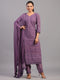Purple Goergette Embroidered Kurti Set