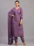 Purple Goergette Embroidered Kurti Set