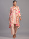 Peach Cotton Linen Floral Print 3pc Co Ord Set