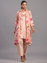 Peach Cotton Linen Floral Print 3pc Co Ord Set