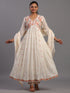 Cream Cotton Overall Embroidered Sequins Kurti Set