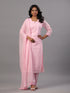 Pink Goergette Embroidered Kurti Set