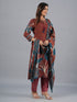 Amchoor Brown Bold Leafy Printed Kurti Set with Dupatta