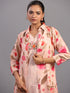 Peach Cotton Linen Floral Print 3pc Co Ord Set