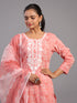 Peach Floral Printed Kurti Set