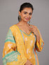 Mustard Bandhani Print Kurta Set
