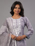 Grey Floral Printed Kurti Set
