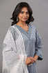 Grey Striped Print Kurti Set