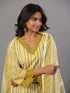 Green Vertical Stripped Print Kurti Set