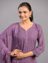 Purple Goergette Embroidered Kurti Set