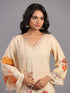 Cream Floral Print Kurti Set