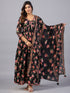 Amchoor Black Floral Printed Long Kurti Set