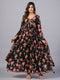 Amchoor Black Floral Printed Long Kurti Set