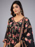 Amchoor Black Floral Printed Long Kurti Set