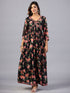 Amchoor Black Floral Printed Long Kurti Set