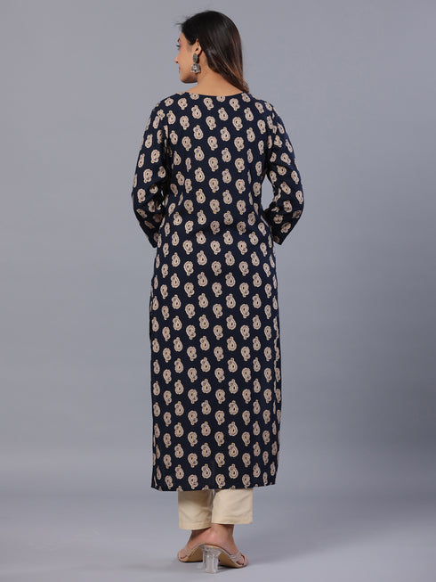 Amchoor Navy Paisley Print Kurti