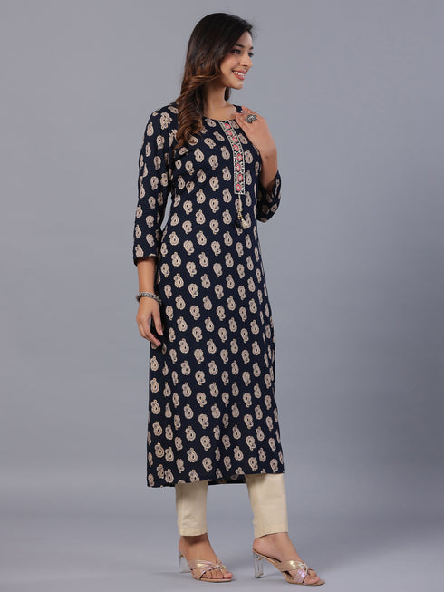 Amchoor Navy Paisley Print Kurti