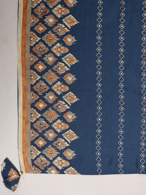Amchoor Blue Embroidered Printed Kurti Sets