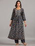 Amchoor Blue Embroidered Printed Kurti Sets